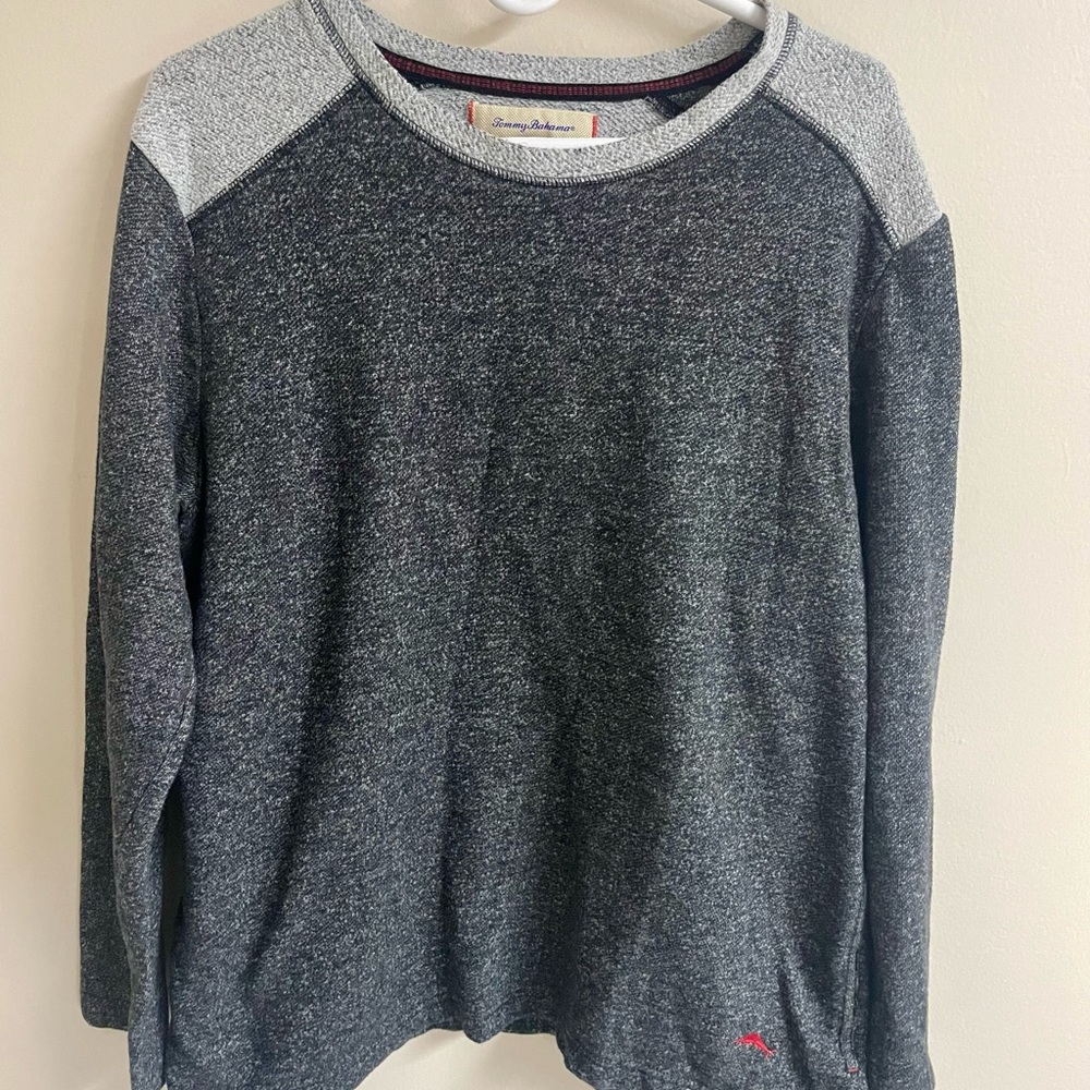 Tommy Bahama Mens Size Large Black Gray Long Sleeve Sweatshirt Pullover